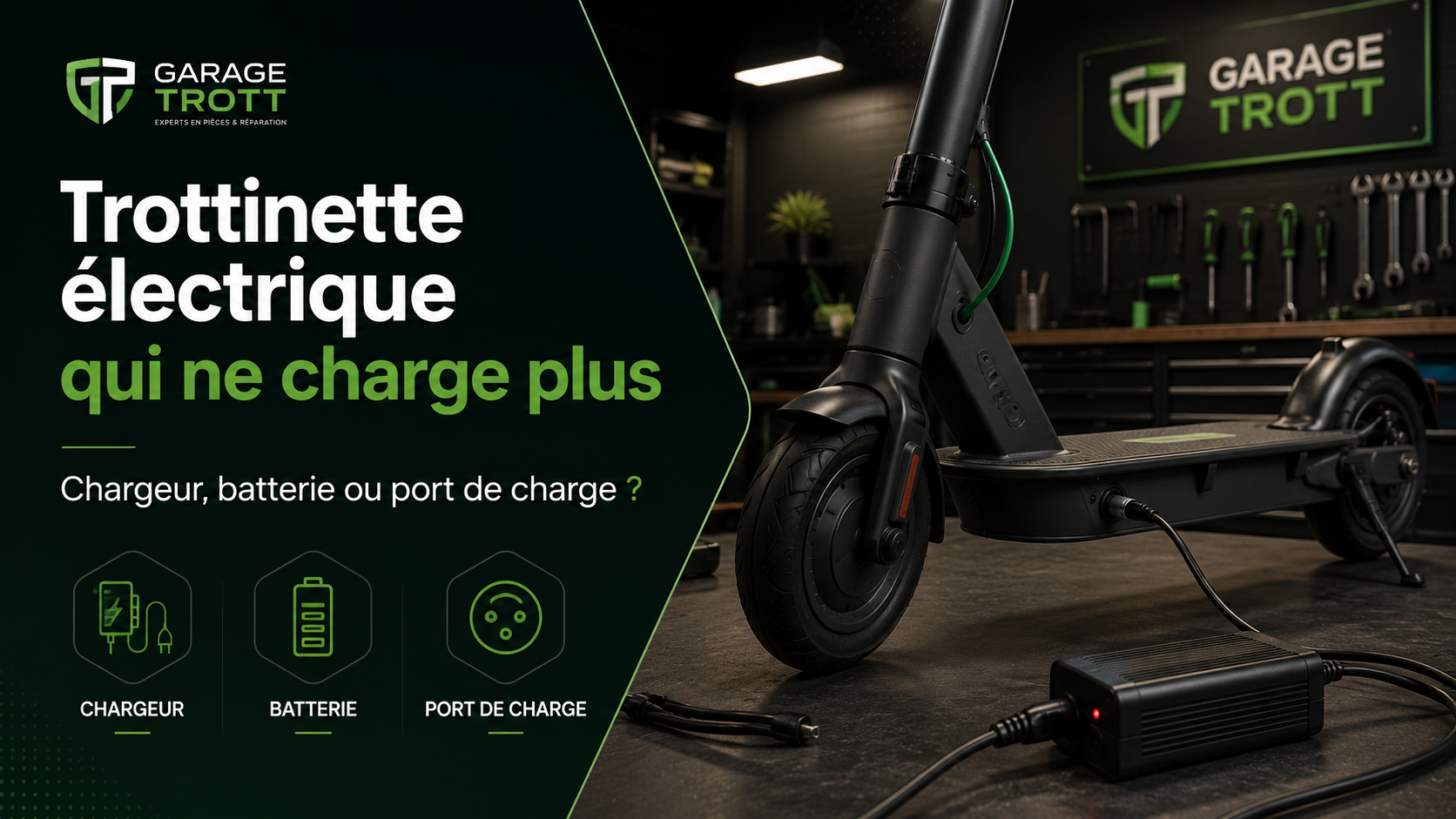 Trottinette électrique qui ne charge plus : chargeur, batterie ou port de charge ?